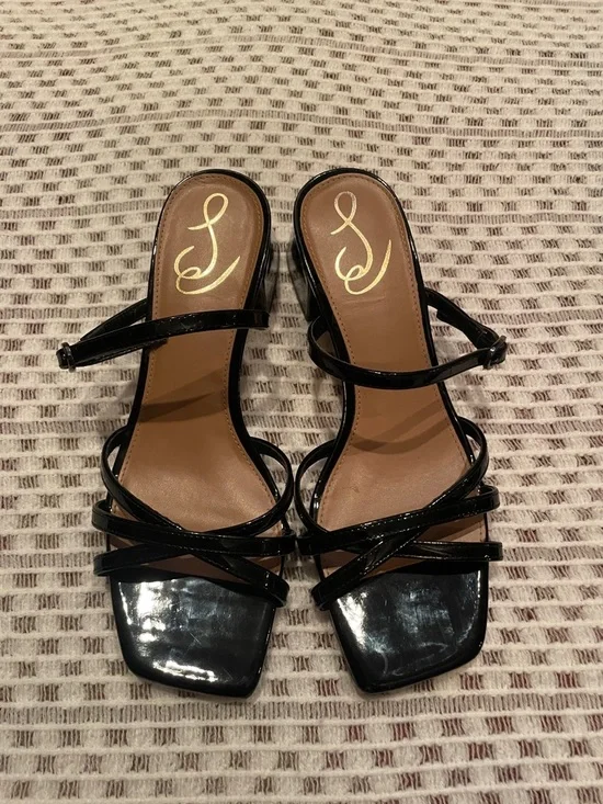 Sam Edelman Rachelle Patent Heels Black Strappy Sandals Size 7.5 Wedding Event - Picture 3 of 10
